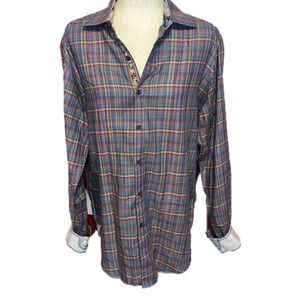Robert Graham Classic Fit Button Cotton Flip Cuff Shirt M